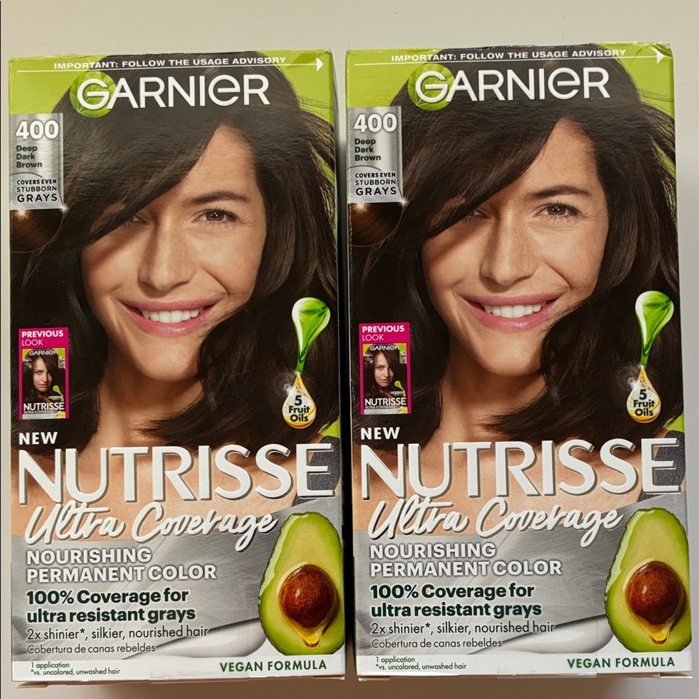 2x Garnier Nutrisse Ultra Coverage Hair Color - Darkest Brown